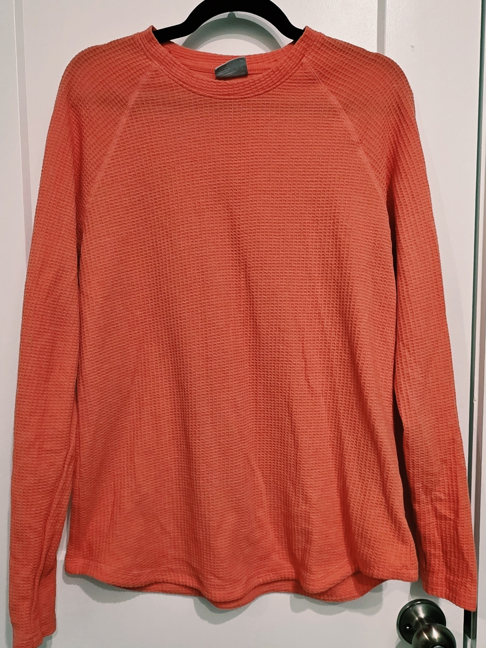 Men's Long-Sleeve Waffle Crew Shirt in Coral